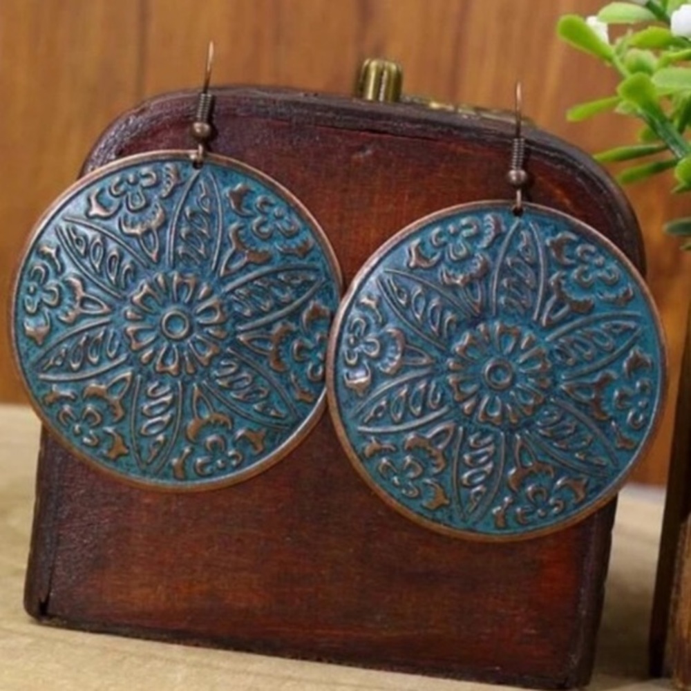 Vintage Turquoise Circle Earrings
